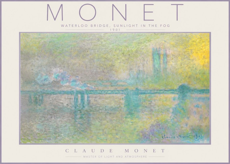 Monet Waterloo Bridge, Sunlight in the Fog II No4 - Póster