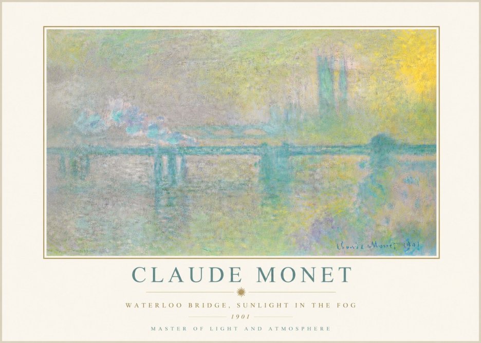 Monet Waterloo Bridge, Sunlight in the Fog II No5 - Póster