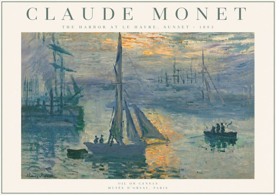 Monet The Harbor at Le Havre, Sunset No5 - Póster