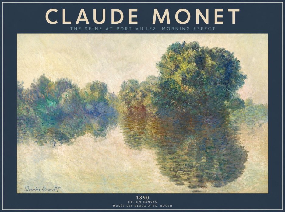 Monet The Seine at Port-villez, Morning Effect No3 - Póster