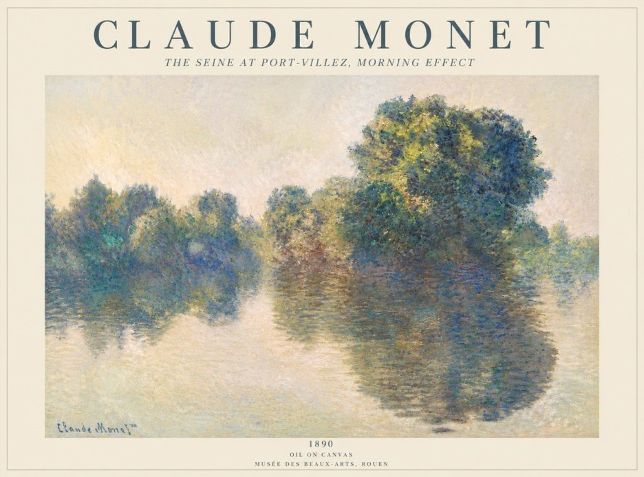 Monet The Seine at Port-villez, Morning Effect No5 - Póster