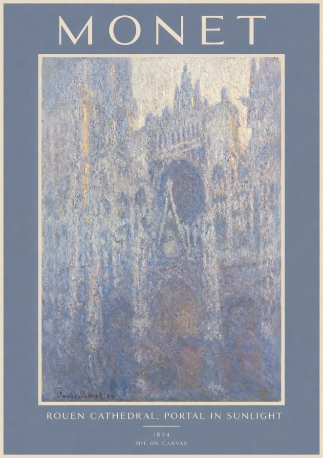 Monet Rouen Cathedral, Portal in Sunlight No2 - Póster