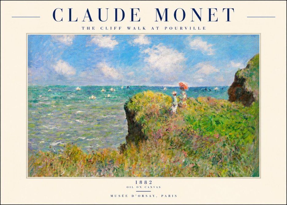 Monet The Cliff Walk at Pourville No2 - Póster