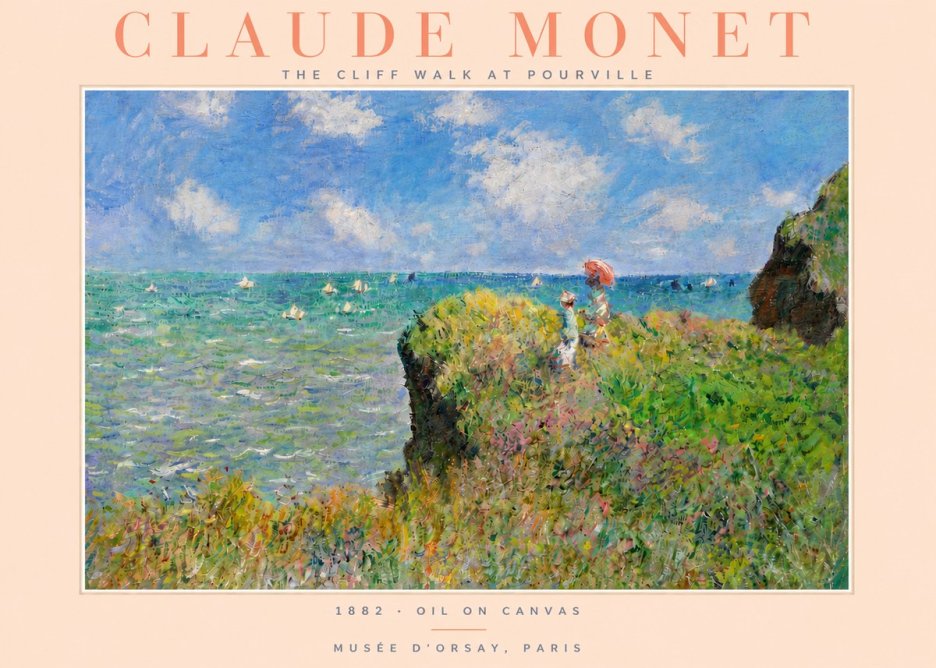 Monet The Cliff Walk at Pourville No4 - Póster