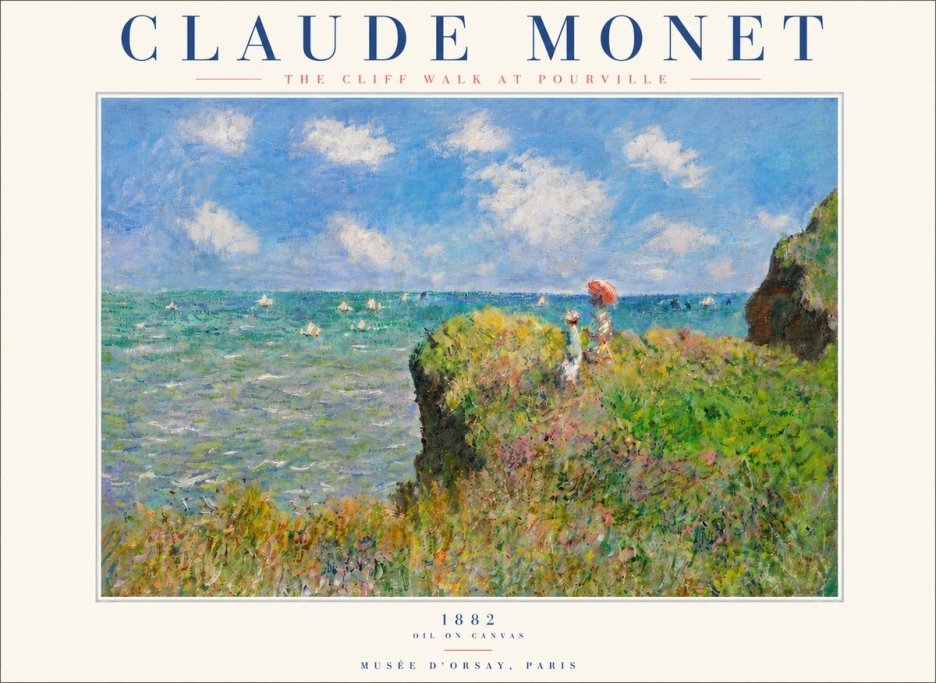 Monet The Cliff Walk at Pourville No5 - Póster