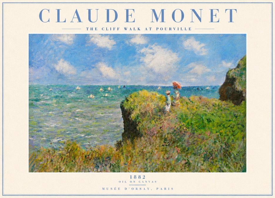 Monet The Cliff Walk at Pourville No6 - Póster