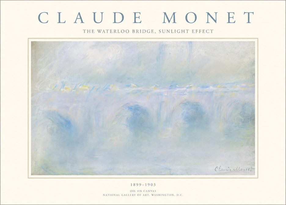 Monet The Waterloo Bridge, Sunlight Effect No1 - Póster