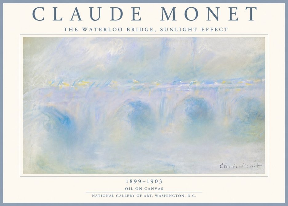 Monet The Waterloo Bridge, Sunlight Effect No5 - Póster