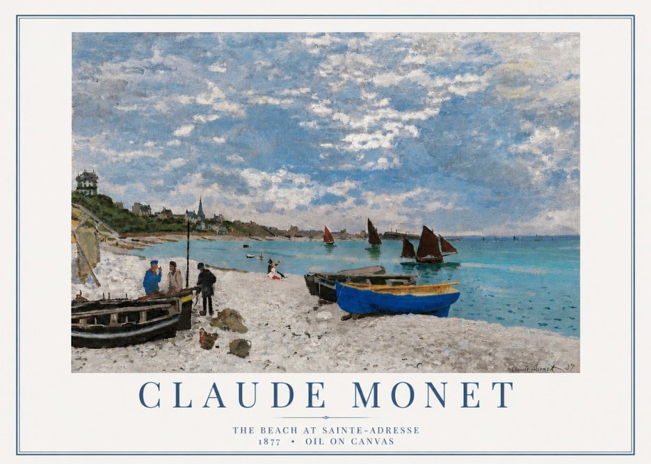 Monet The Beach at Sainte-adresse I No4 - Póster