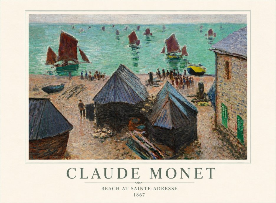 Monet Beach at Sainte-adresse No6 - Póster