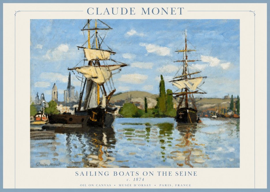 Monet Sailing Boats on the Seine No2 - Póster