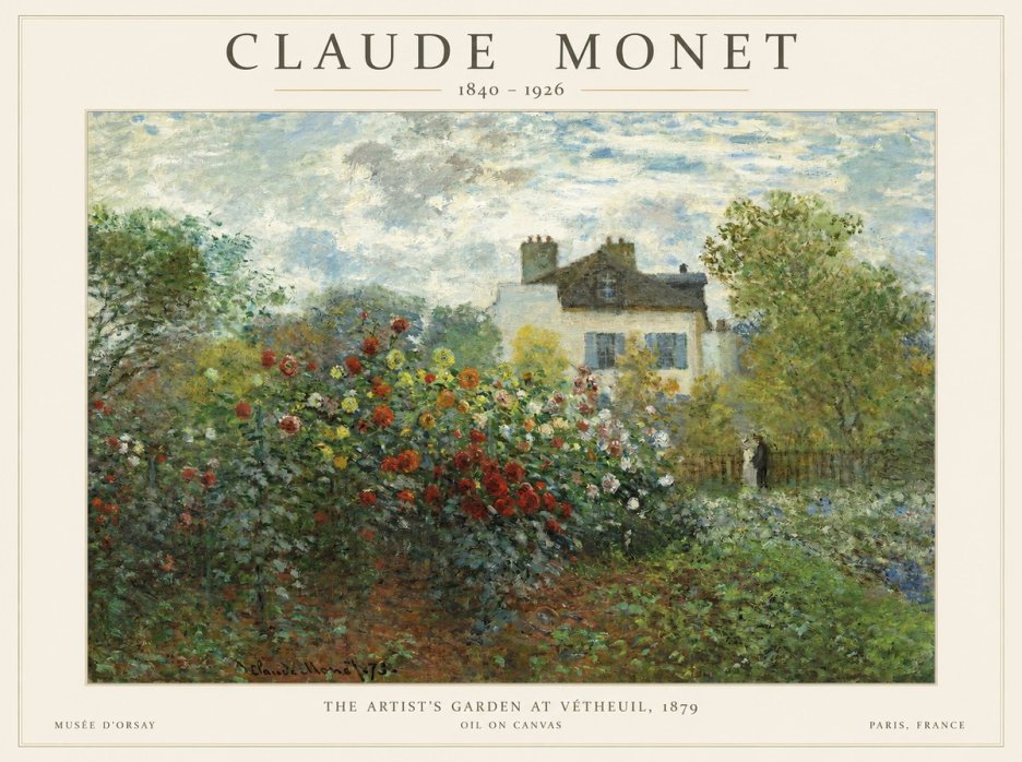 Monet The Artist's Garden at Vétheuil, 1879 No1 - Póster