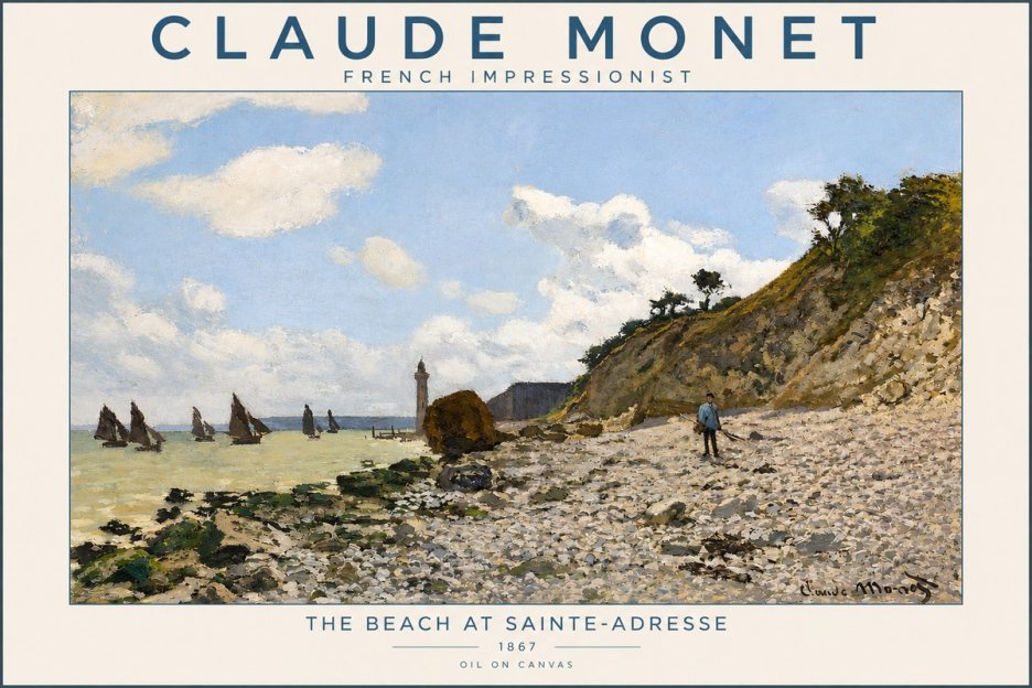 Monet The Beach at Sainte-adresse II No2 - Póster