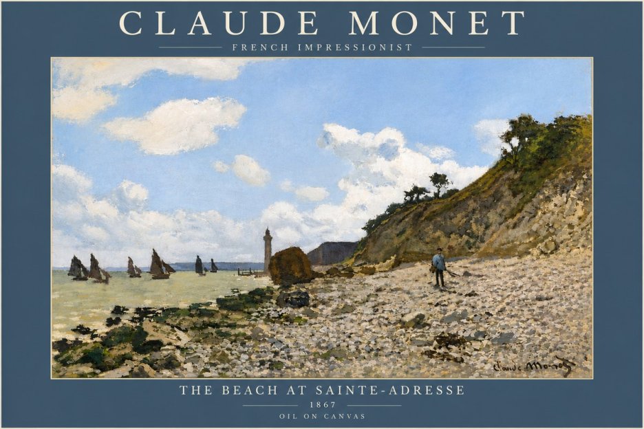 Monet The Beach at Sainte-adresse II No5 - Póster