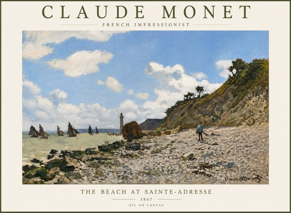 Monet The Beach at Sainte-adresse II No6 - Póster