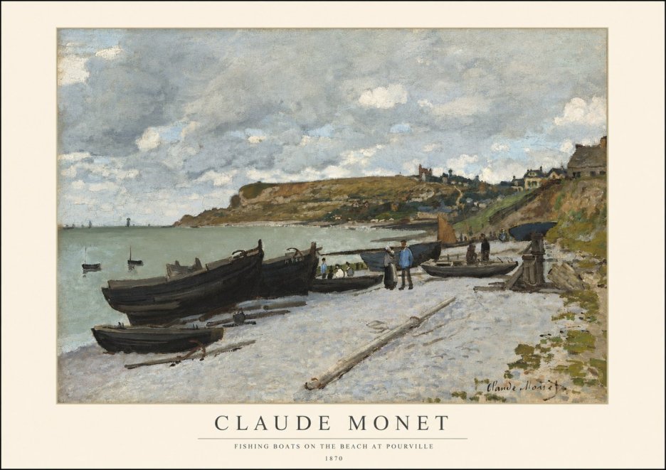 Monet Fishing Boats on the Beach at Pourville No1 - Póster