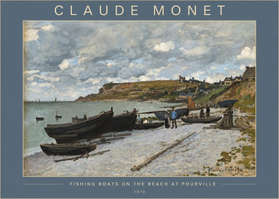 Monet Fishing Boats on the Beach at Pourville No2 - Póster