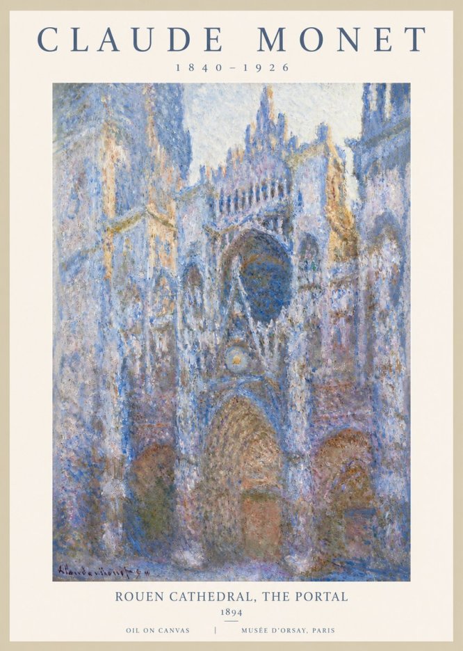 Monet Rouen Cathedral, the Portal No2 - Póster