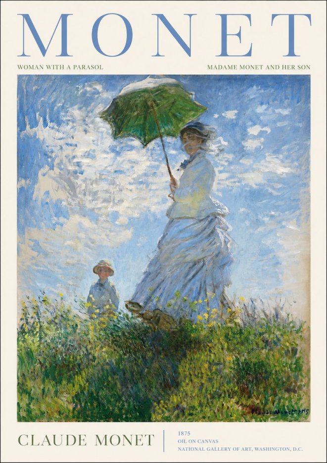 Monet Woman with a Parasol – Madame Monet and Her Son No2 - Póster