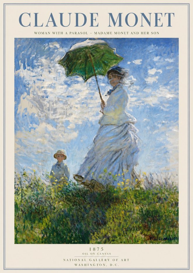 Monet Woman with a Parasol – Madame Monet and Her Son No4 - Póster