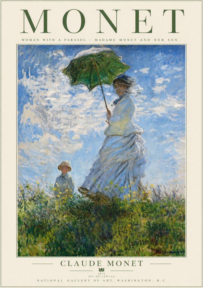 Monet Woman with a Parasol – Madame Monet and Her Son No5 - Póster