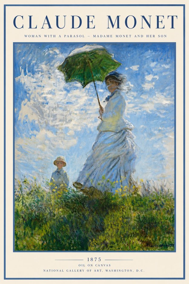 Monet Woman with a Parasol – Madame Monet and Her Son No6 - Póster