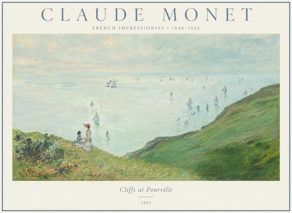 Monet Cliffs at Pourville I No1 - Póster