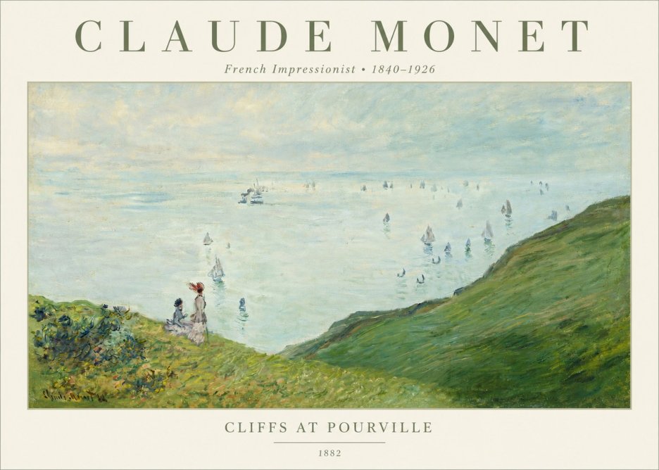 Monet Cliffs at Pourville I No2 - Póster