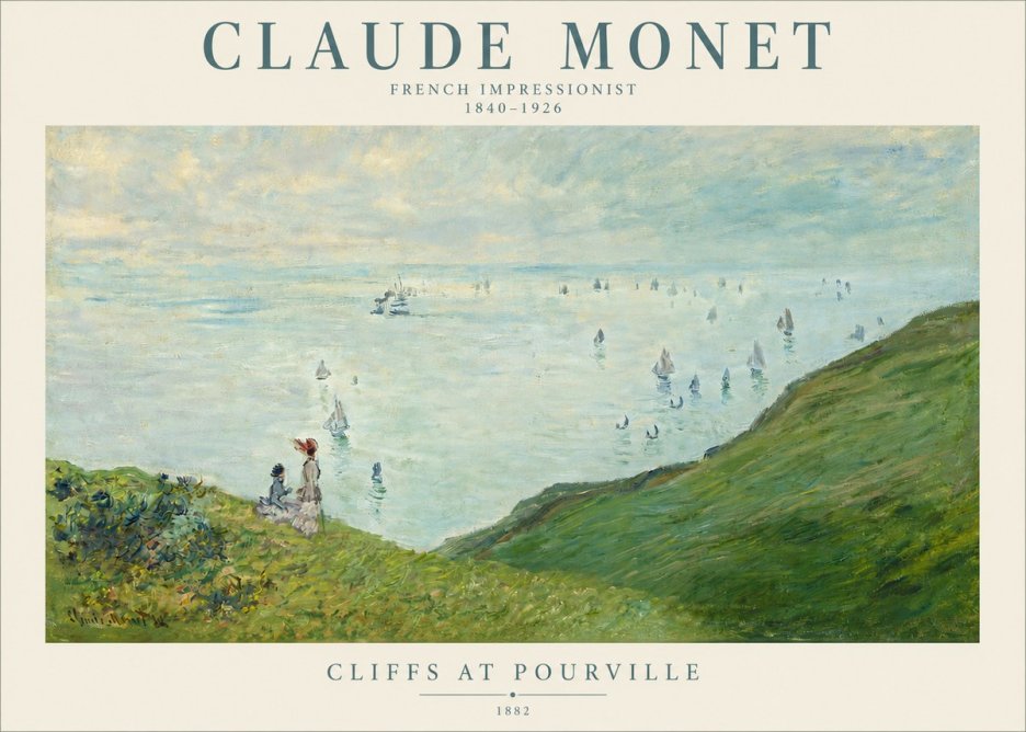Monet Cliffs at Pourville I No3 - Póster