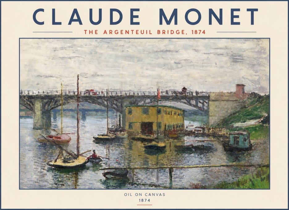 Monet The Argenteuil Bridge No4 - Póster