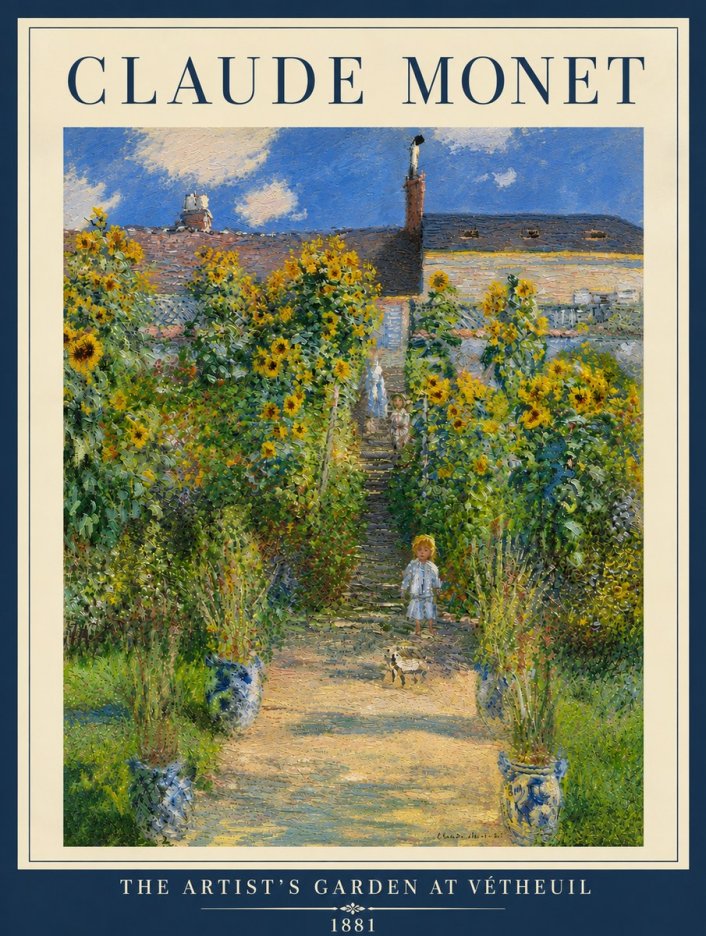 Monet The Artist's Garden at Vétheuil I No5 - Póster