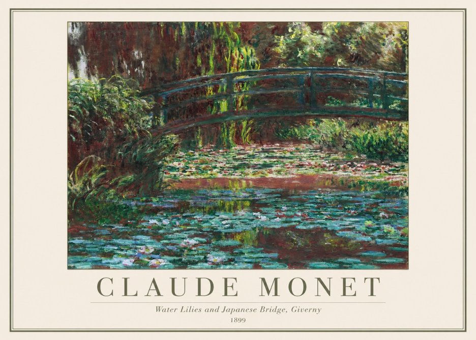 Monet Water Lilies and Japanese Bridge, Giverny No1 - Póster