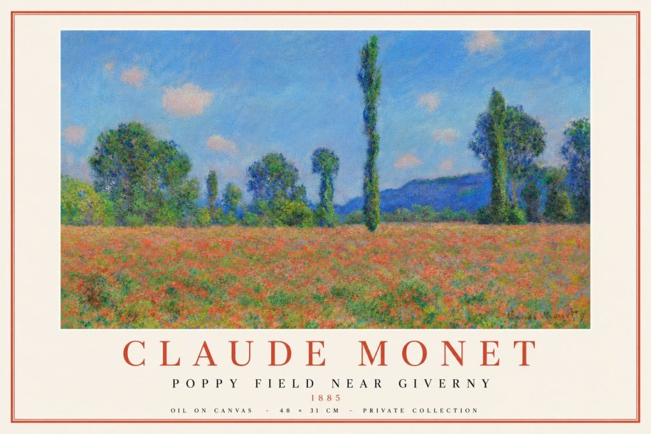 Monet Poppy Field Near Giverny No5 - Póster