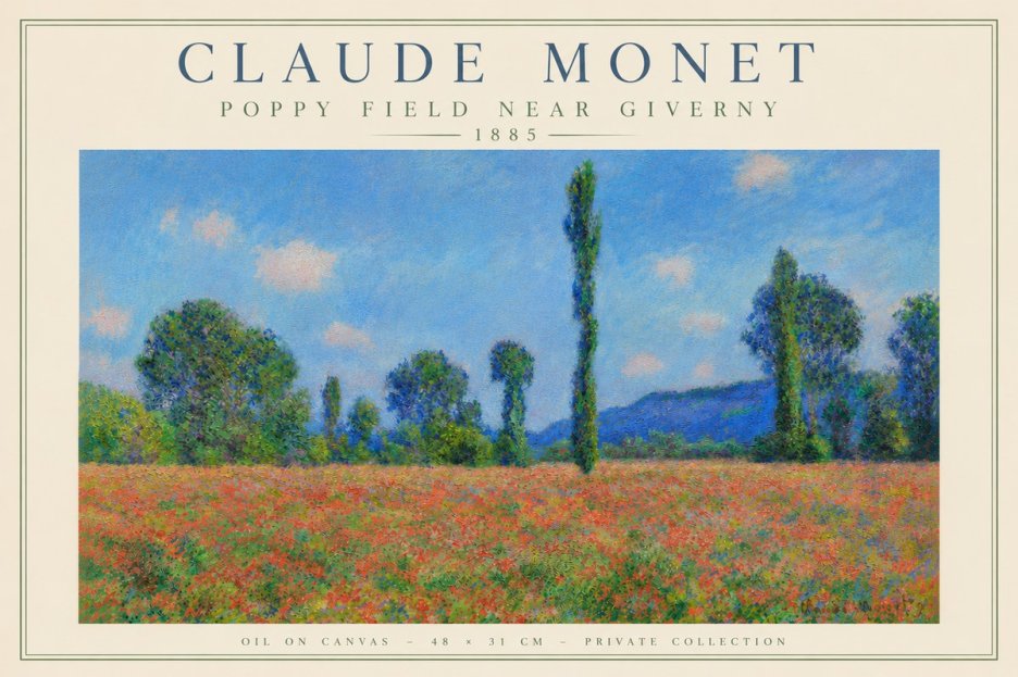 Monet Poppy Field Near Giverny No6 - Póster