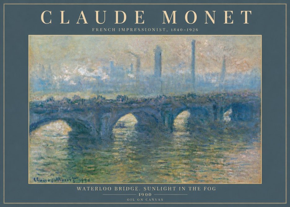Monet Waterloo Bridge. Sunlight in the Fog No6 - Póster