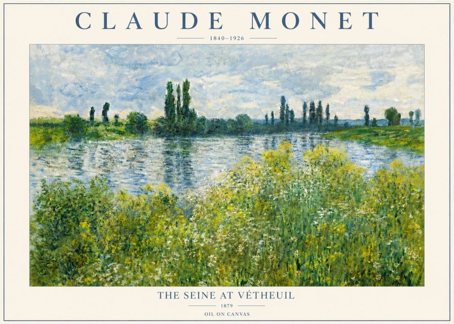 Monet The Seine at Vétheuil No3 - Póster