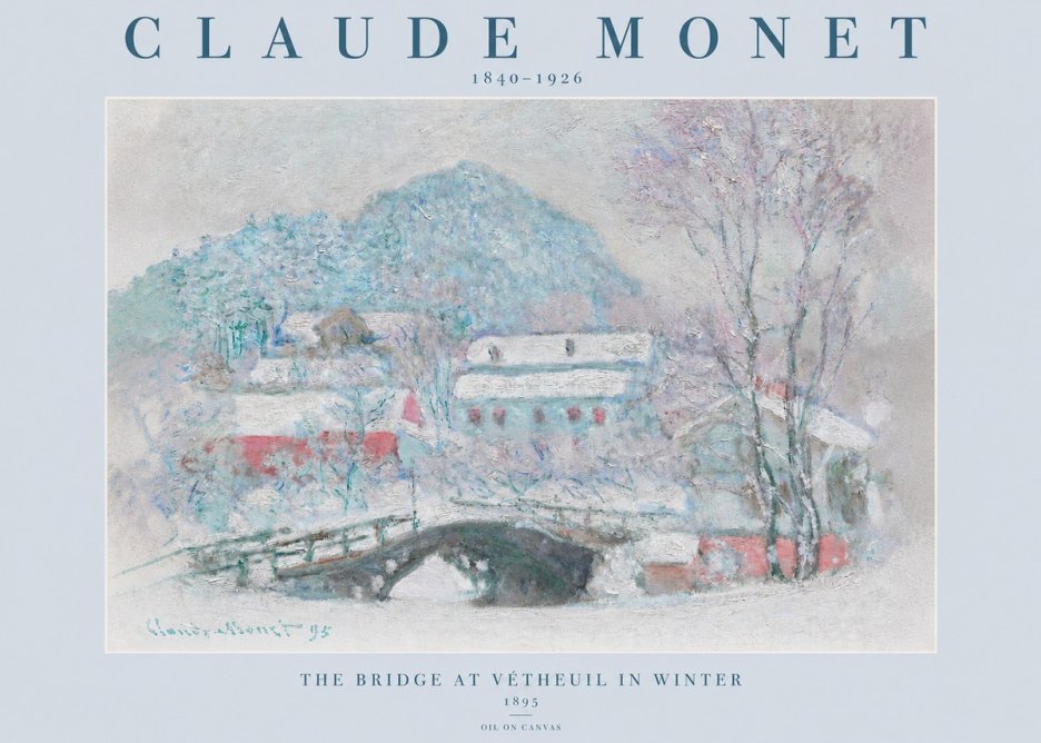 Monet The Bridge at Vétheuil in Winter No2 - Póster