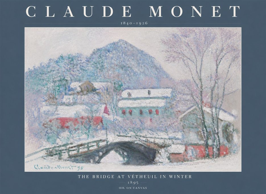 Monet The Bridge at Vétheuil in Winter No5 - Póster