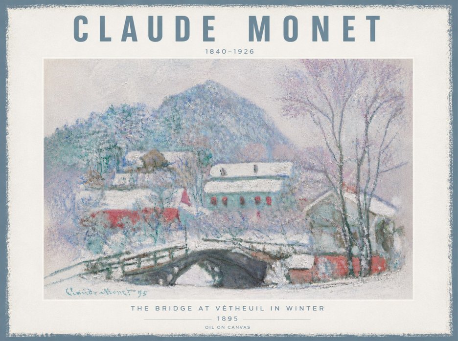 Monet The Bridge at Vétheuil in Winter No6 - Póster