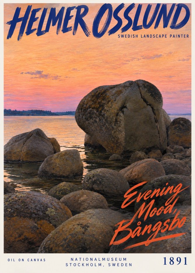 Helmer Osslund Evening Mood, Bångsbo - 1891 No2 - Póster