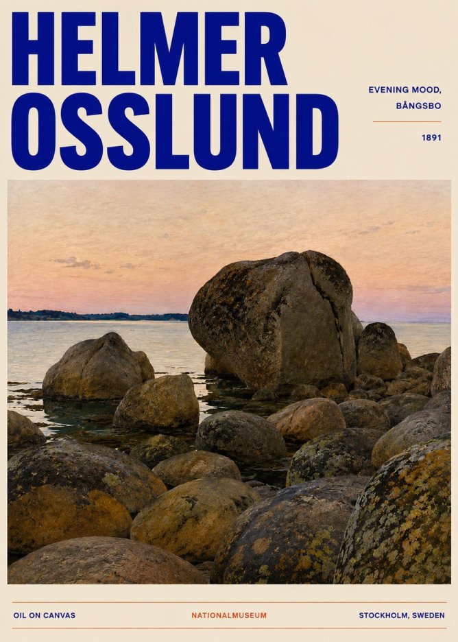 Helmer Osslund Evening Mood, Bångsbo - 1891 No5 - Póster