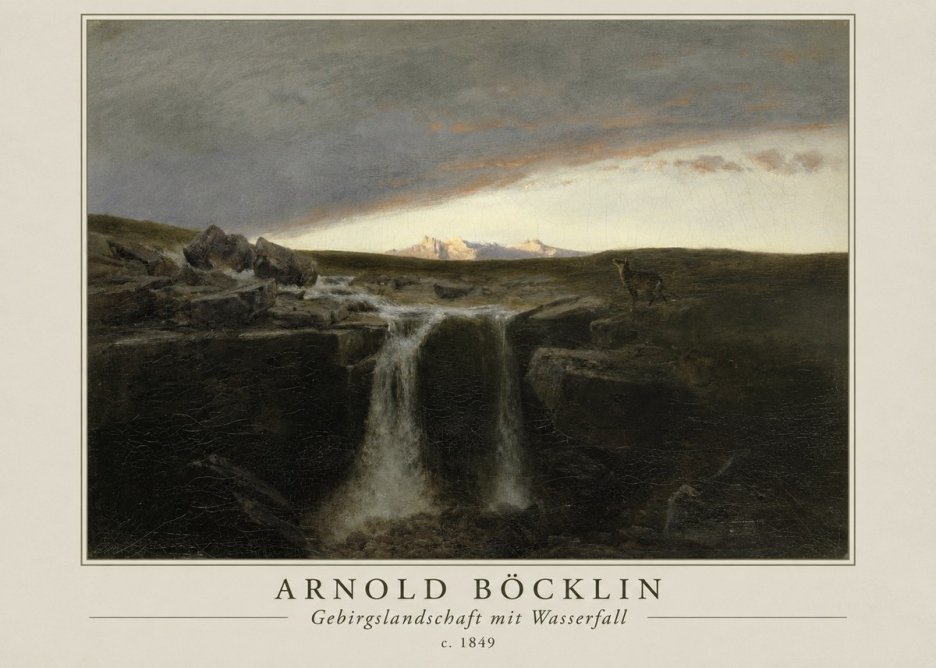Arnold Böcklin Gebirgslandschaft Mit Wasserfall No1 - Póster