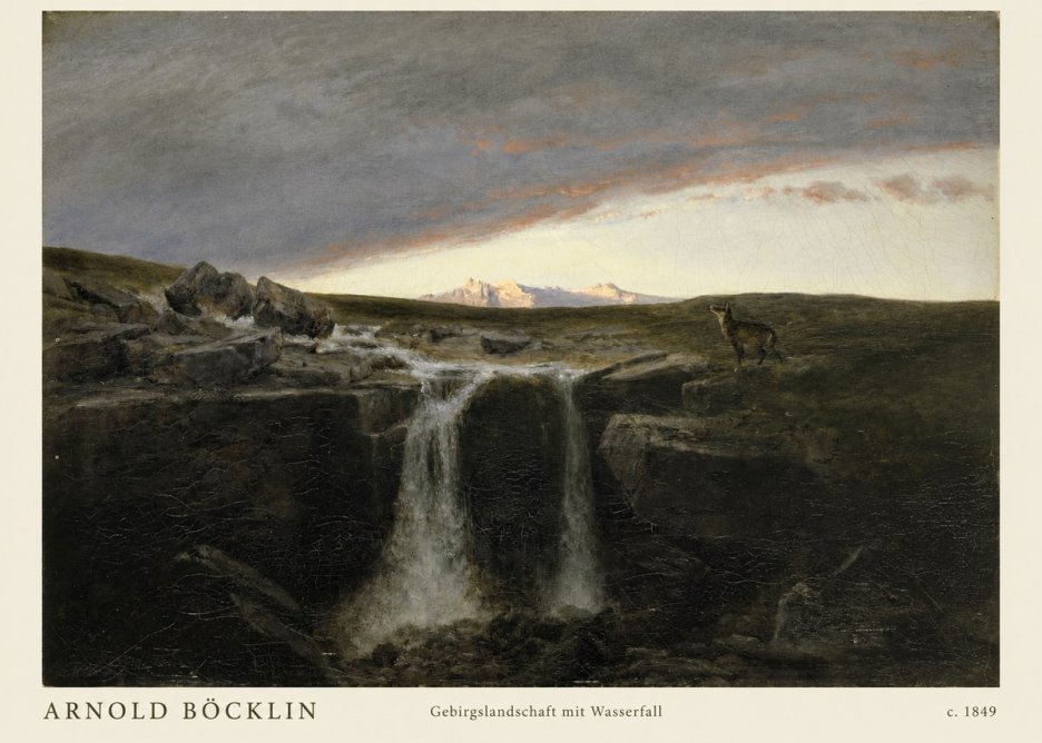 Arnold Böcklin Gebirgslandschaft Mit Wasserfall No2 - Póster