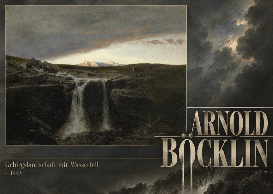Arnold Böcklin Gebirgslandschaft Mit Wasserfall No6 - Póster