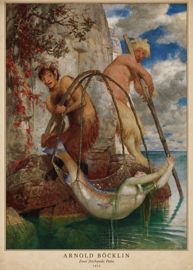 Arnold Böcklin Zwei Fischende Pane No2 - Póster
