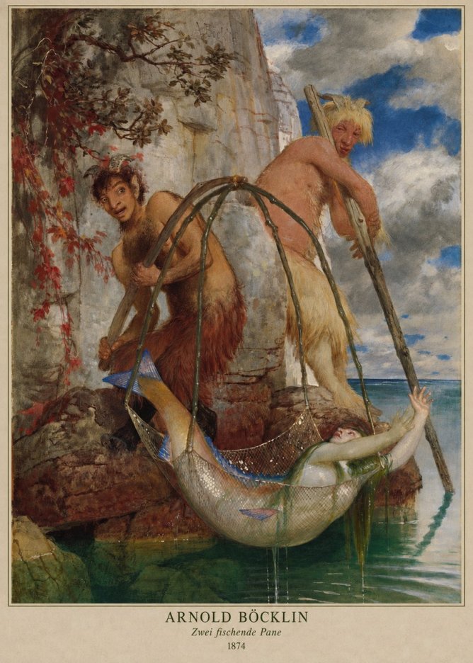 Arnold Böcklin Zwei Fischende Pane No4 - Póster