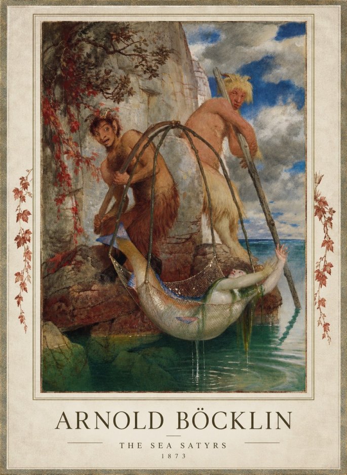 Arnold Böcklin Zwei Fischende Pane No5 - Póster