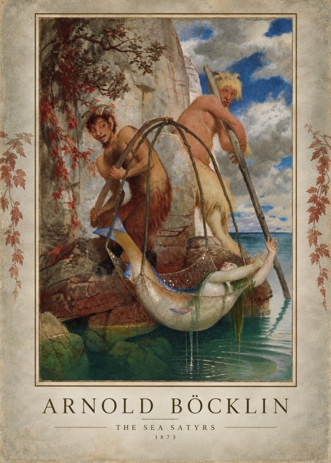 Arnold Böcklin Zwei Fischende Pane No6 - Póster