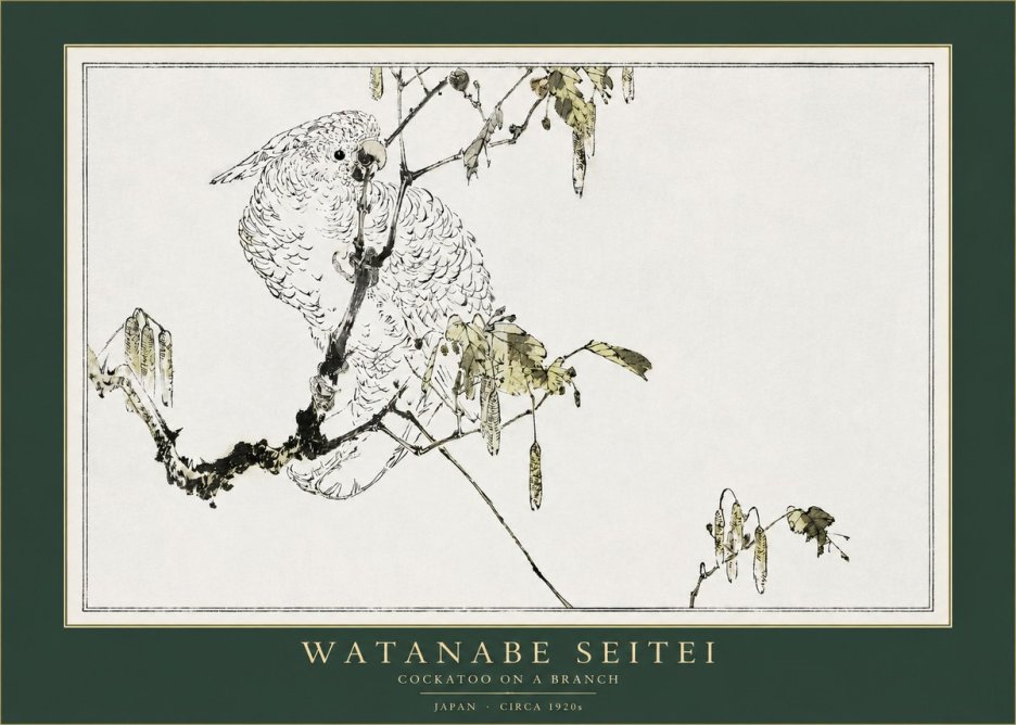 Watanabe Seitei Cockatoo on a Branch No2 - Póster