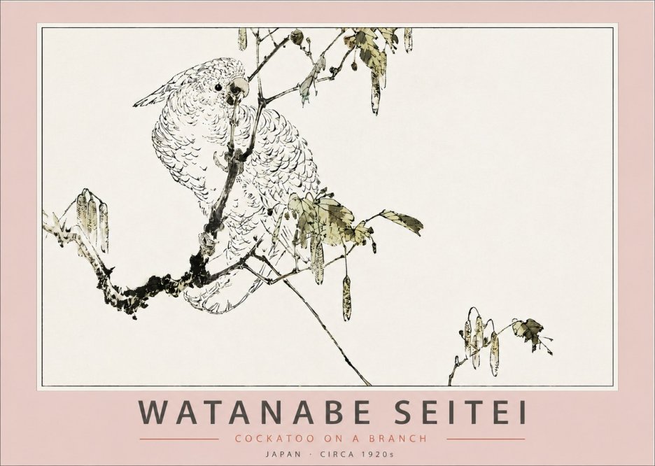 Watanabe Seitei Cockatoo on a Branch No3 - Póster